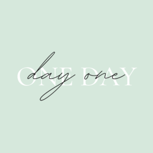 A green background with the word " one day ".